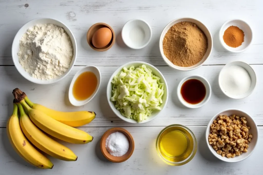 Banana Zucchini Bread Recipe Ingredients list
