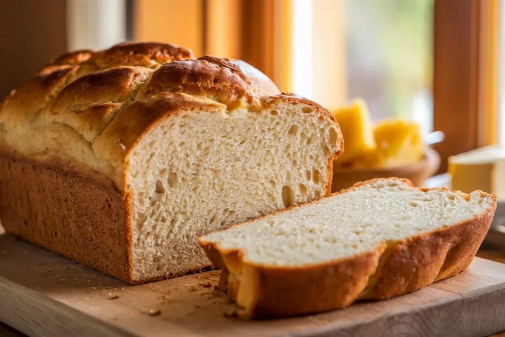 Soft Hawaiian bread loaf with a golden crust and fluffy texture.