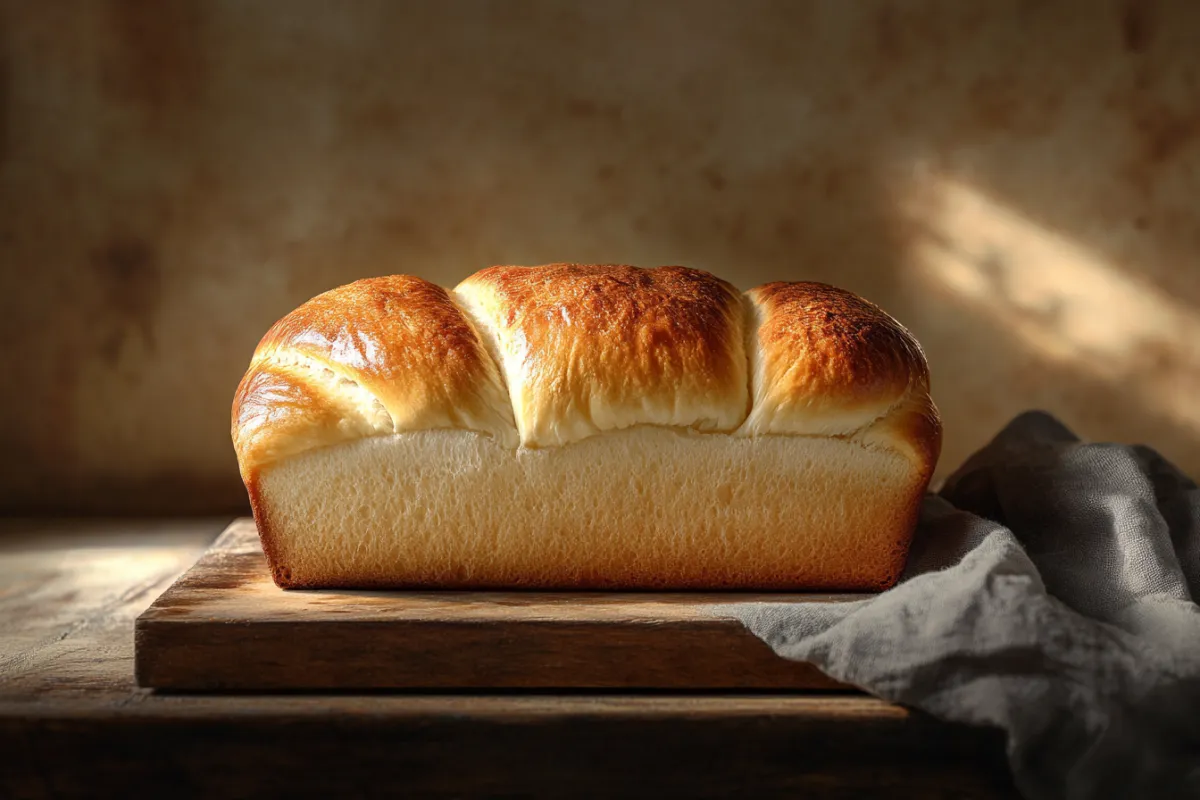 Golden loaf of brioche bread with a soft, buttery interior