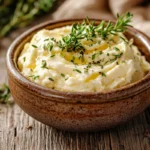 Bowl of cowboy butter with herbs