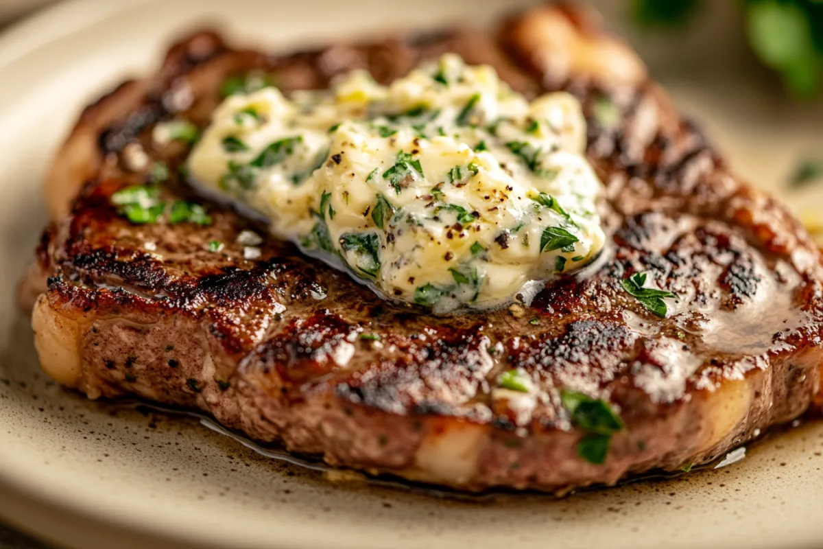 Butter melting on a perfectly cooked steak